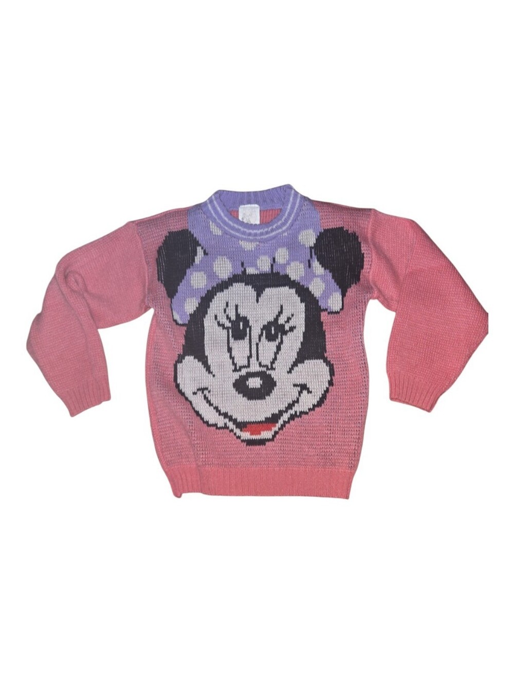 Vintage Pink Disney Minnie Mouse Knit Sweater for Kids Size 6